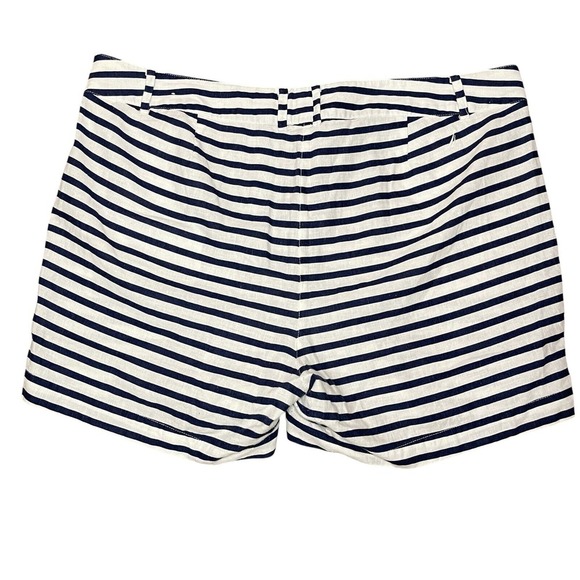 NAUTICA White & Navy Striped Cotton Mid-Rise Shorts, Size 16 - Picture 3 of 7